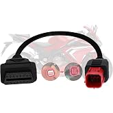 AMHTDOL 6 Pin OBD2 Adapter Cable for Guzzi Kawasaki Yamaha Honda Motorcycle | Fit for Suzuki Piaggio Vespa Motorbike OBD Diagnostic Cable,Euro5 6-pin Connector fits CAN Bus/K-Line,Work with Code Reader