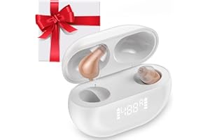HOSTENA Rechargeable Digital OTC Hearing Aids for Seniors with Noise Cancellation, 2 Modes & 5-Level Volume Control, Invisible 16-Channel Hearing Amplifiers for Hearing Loss(White)