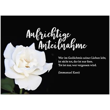 8 X Beileidskarte Mit Umschlag Motiv Aufrichtige Anteilnahme Weisse