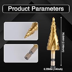 KATUR Step Drill Bit Two Large HSS Spiral Flutes