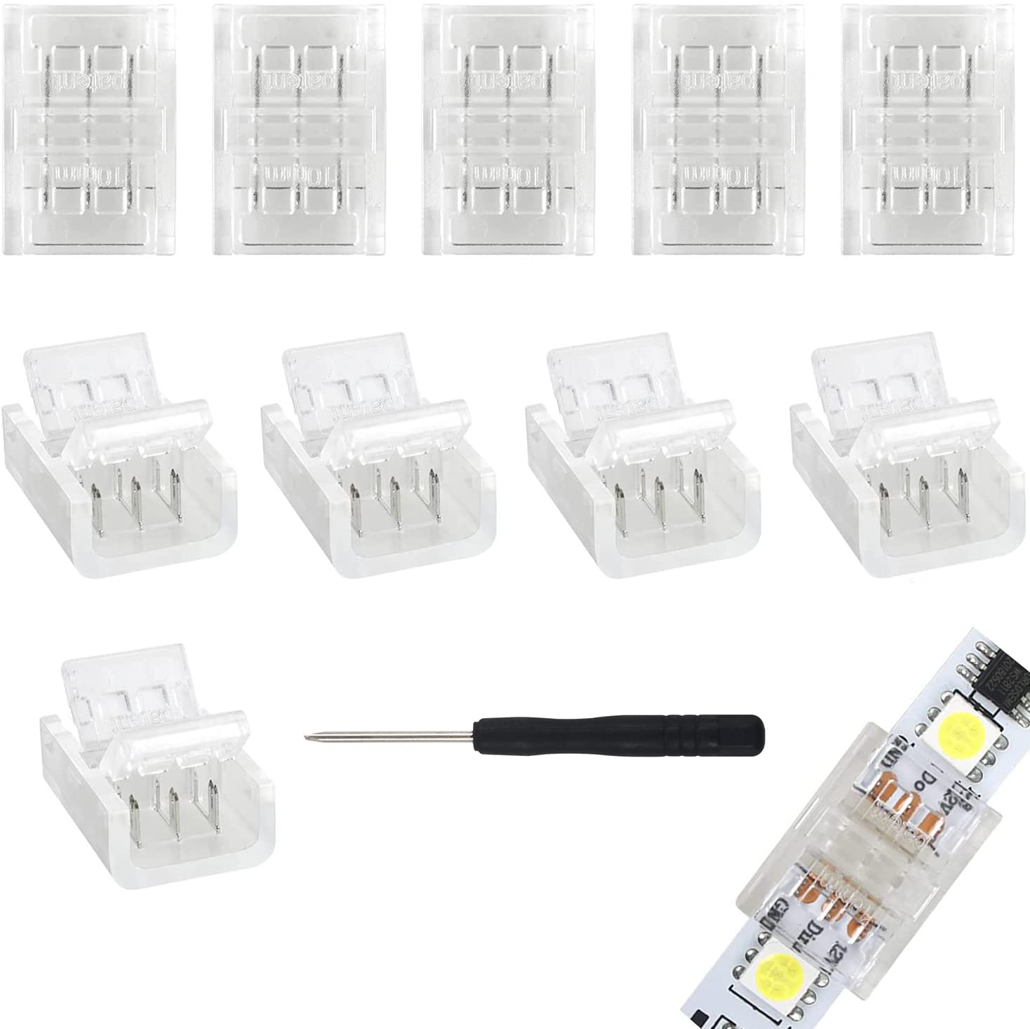 RGBZONE 10Pcs LED Strip Connectors 3 Pin Gapless