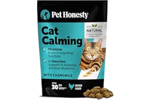 PET HONESTY Calming Chews for Cats - Cat Anxiety Relief + Helps Reduce Stress - Behavioral Support & Promotes Relaxation for Travel, Boarding, Vet Visits, Separation Anxiety - Chicken (30-Day Supply)