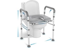 Toilet Seat Risers for Seniors, Raised Toilet Seat with Handles for Elderly, Adjustable Height & Width 400 lb Handicap Pregna