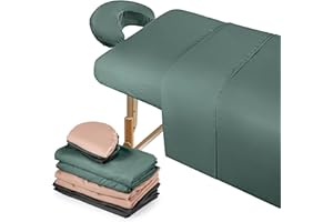 Kinlop 3 Sets Microfiber Massage Table Sheet Set 3 Colors 3 Piece Set Includes Massage Flat Sheet Fitted Sheet and Massage Face Rest Cover Stain Wrinkle-Resistant(Pink, Gray, Green)