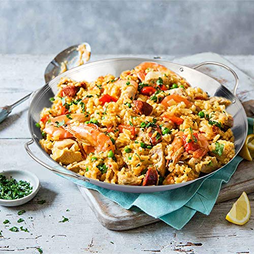 KAMaster Stir-Fry and Paella Pan Stainless Steel Grill Pan with Double Handles for Big Green Egg Induction Ready Pan for Chicken and Restaurant Great for Rice or Stir Frys - Thumbnail 4