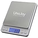 UnoJoy 3Kg Digital Kitchen Scale for Precision Cooking, Baking, Jewelry and Mail Room. High Accuracy 0.1g/0.01oz. Blue LCD Display. Multi-Function Scale Full Tare and PCS.