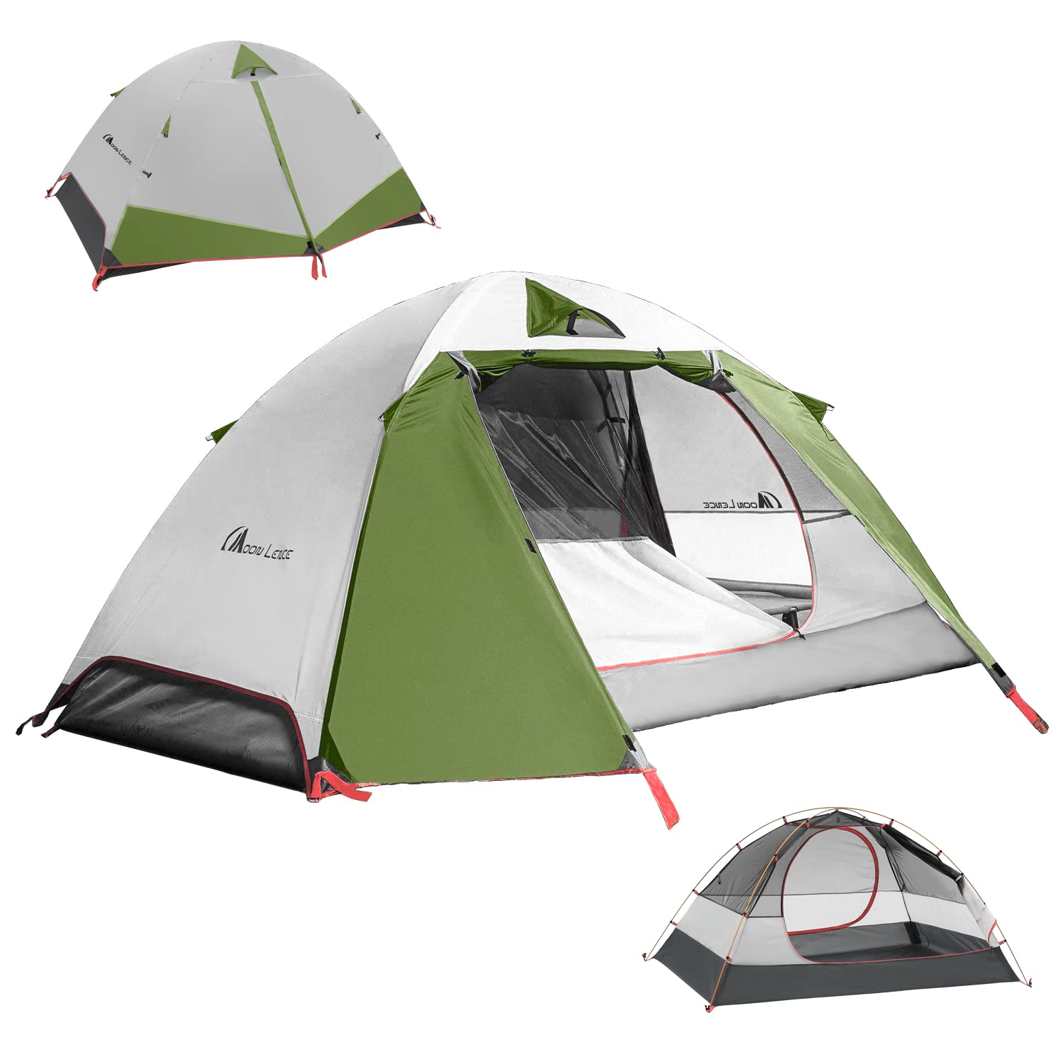 Photo 1 of Moon Lence Professional Camping Tent 2 Person Tent Backpacking Tent, Water & Wind Proof Ultralight Equipment for Mountaineering Backpacking & Hiking, Porch Double Layer, Aluminum Alloy Pole, Green`