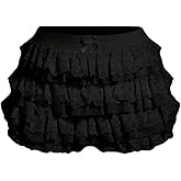 BEAUDRM Women's Ruffle Shorts Y2k Lace Lolita Bloomers Elastic Waist Bottoms Shorts Micro Boyshorts