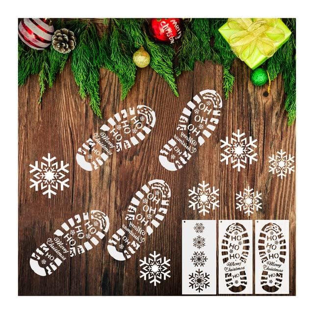 Leesgel Christmas Decorations Indoor - Santa Footprints Stencils for Snowflake Xmas Party Decorations Supplies, Suitable for Corridor, Doorway, Stairs, Christmas Tree Surrounding