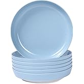 Webbylee 8.25" Melamine Pasta Bowls Set of 6-28oz Melamine Large Salad Bows，Serving Bowls for Cereal, Fruit, Soup，Deep Enough for Kitchen and Dining Blue/Beige