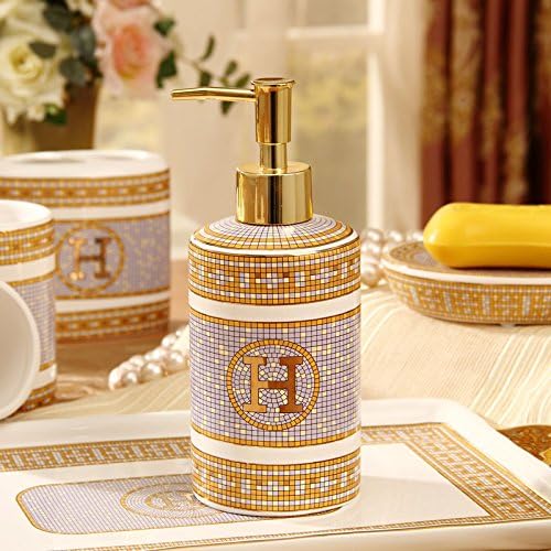 ToppyBath Ceramic Soap Dispenser Magnesia Porcelain H Mark Mosaic Design Soap Dispenser Bathroom Soap Bottle Dispenser Lotion Bottle