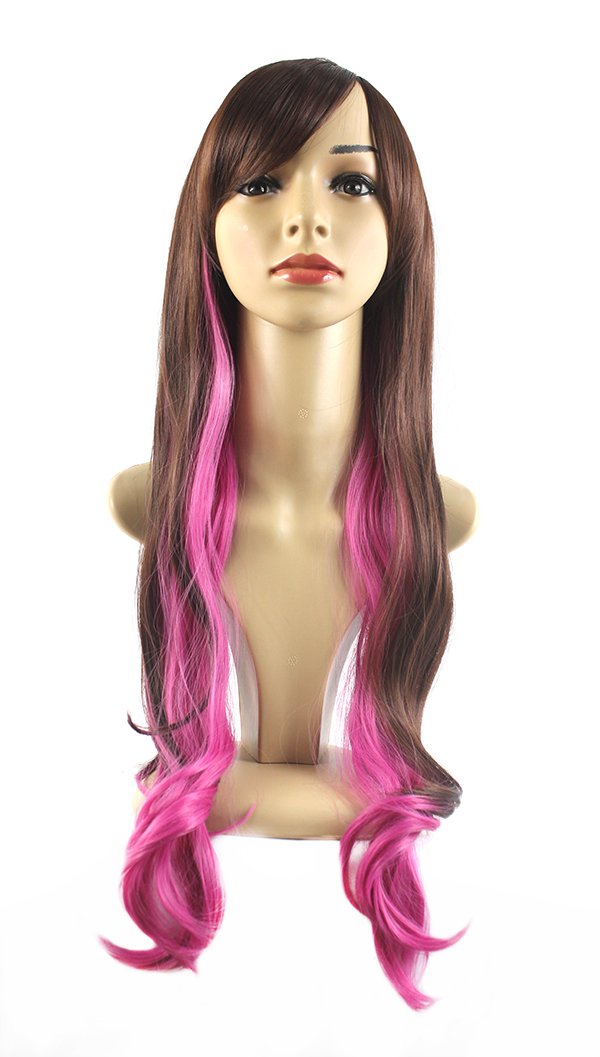 Xiaoyu 16"76cm Harajuku Style Mixed Dark Brown Rose Long Female Curly Cosplay Wig