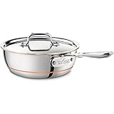 All-Clad 6212 SS Copper Core Stainless Steel Saucier Pan Cookware, 2-Quart, Copper