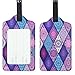 Lizimandu PU Leather Luggage Tags Suitcase Labels Bag Travel Accessories - Set of 2(Diamond_Bohemia)