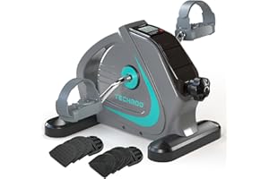 TECHMOO Under Desk Bike Pedal Exerciser Portable Mini Home Exercise Bike with 5LBS Flywheel Sitting Peddler Exerciser for Seniors Legs and Arms Trainer Physical Therapy Equipment Fitness Exercise Bicycle