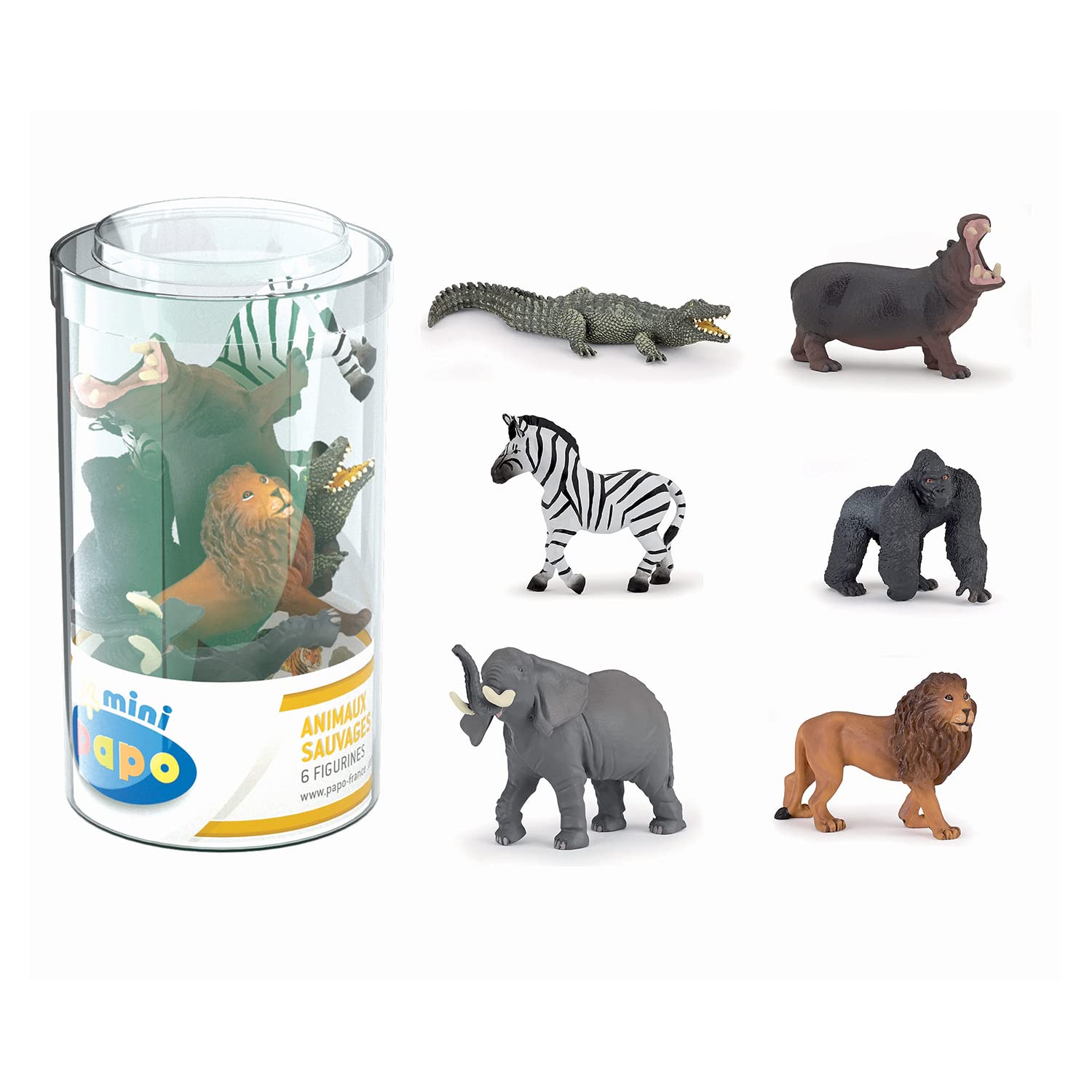 Papo - Mini Wild Animals, Set of 6 Figurines for Children from 3 Years - Exploring the World's Wildlife and Adventure in Nature