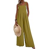 Dokotoo Women's Casual Loose Overalls Jumpsuits One Piece Sleeveless Wide Leg Long Pant Rompers With Pockets