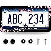 Pink Butterflies License Plate Frame Beautiful Butterfly License Plate Frames Stainless Steel Accessories Cars Decor with 2 Holes and Screws Fits Standard US CA Vehicles Size 12.2 x 6 Inches