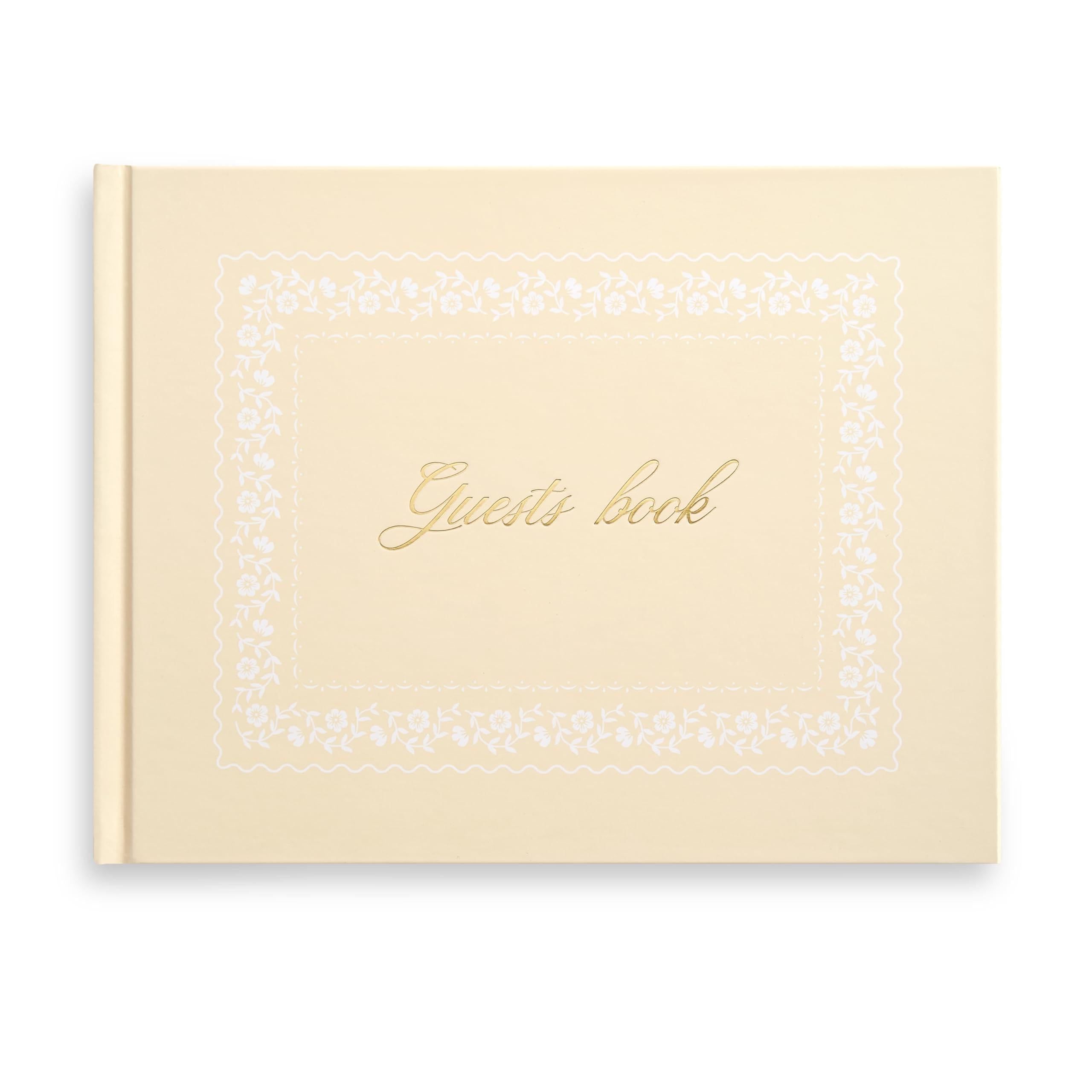 Photo 1 of &And Per Se Guest Book for Party, Photo Book, Blank Book and Birthday Guest Book for Special Events, Baby Shower Book to Sign with Blank Lined Pages & Photo Spots (Beige with Pattern)2 PACK