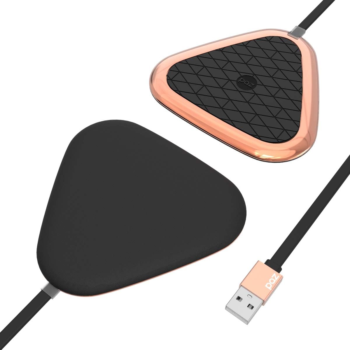 PAZ Vivid Qi Wireless Charging Pad, for iPhone 12/12 Pro/SE /11/11 Pro/11Pro Max/XS, Galaxy S20+/S10/Note 10, AirPods Pro, Golden Black