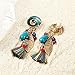 Colorful Bohemia Dangle Earrings Tassel Drop Beaded Ethnic Earrings For Women,Clip On,Green Resin
