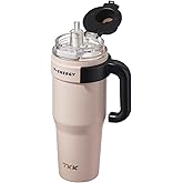 TKK 40 oz Tumblers with Handle and Straw, Ceramic Coating Insulated Bottle 100% Leakproof Travel Mug for Water, Iced Tea or Coffee, Smoothie, Cup Holder Friendly Base, Pink