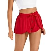 Flowy Running Shorts for Women Workout Athletic Gym Yoga Sport Active Wear Golf Hiking Bike Skort Sweat Pants Tennis Skirt with Pockets Spandex Cute Comfy Trendy Clothes Casual Summer Outfits Red S