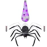 yosager Halloween Electric Dropping Spider with Lighted Hanging Spider Egg | Voice Activated Realistic Spider Prop with Spooky Sound, Poseable Spider for Front Door Wall Window Yard Patio Haunted House
