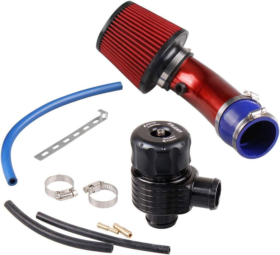 Sporacingrts Cold Air Intake Pipe, 76mm 3 Inch Universal Performance Car Cold Air Intake Turbo Filter Aluminum Automotive Air Filter Induction Flow Hose Pipe Kit (Red)