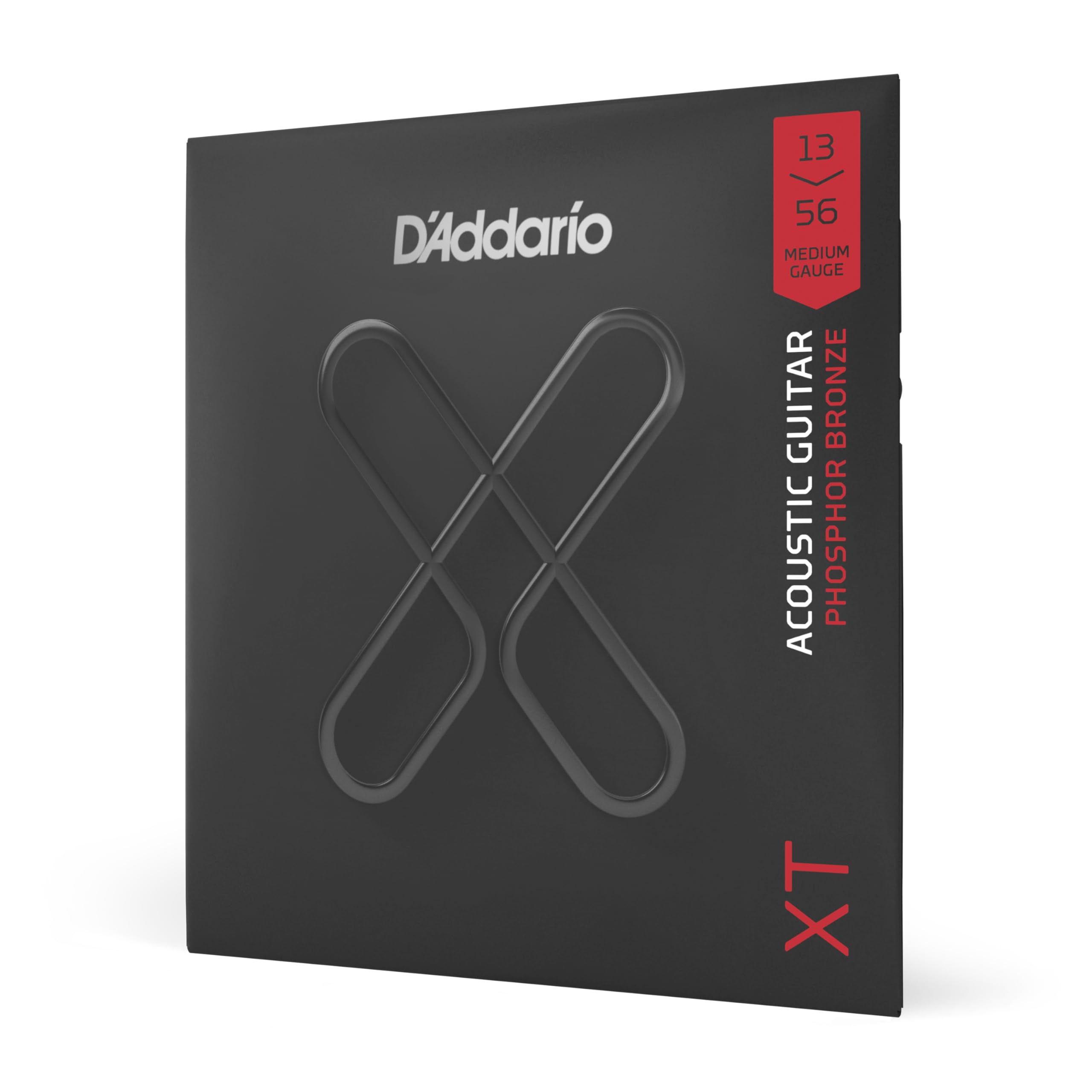D'Addario Acoustic Guitar Strings, XT Phosphor Bronze Coated, XTAPB1356, Medium Gauge 13-56, 6-String Set, Pack of 1