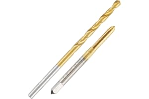 Aceteel 6-48 UNS Tap with 2.9mm Drill Bit, Ti-Coated HSS #6-48 Thread Tap and #33 Straight Handle Twist Drill