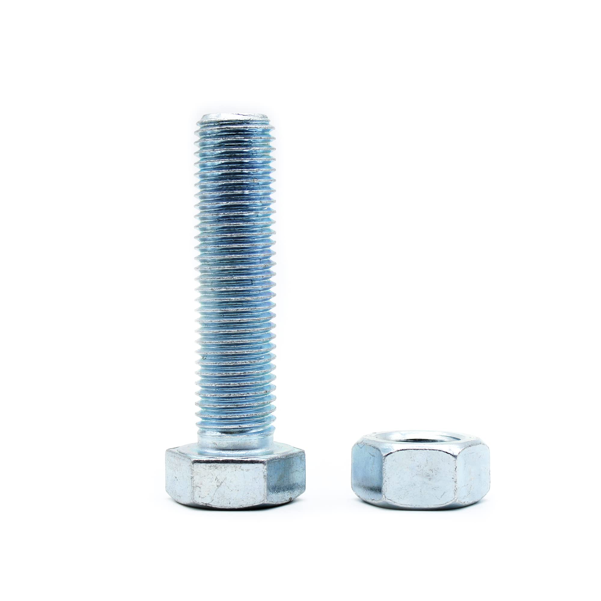 DOJA Industrial | Hex Bolts and Nuts Set | 10 x 80mm | Pack 20 | Zinc Plated Steel Hexagon Head Screw and Nut | Full Threaded Bolt | Machine Screws Assorted | Threaded Fastener for Home and Industry