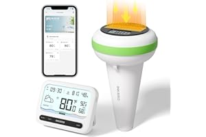 INKBIRD Solar Wireless Pool Thermometer with 7-in-1 WiFi Gateway | Indoor Temperature Humidity Monitor with Data Export | Smart Swimming Pool Thermometer for Bathtub, Pond