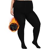 DancMolly Plus Size Fleece Lined Tights Winter Warm Womens Tights, High Waisted Opaque Pantyhose