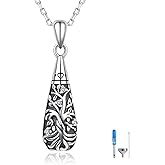 925 Sterling Silver Urn Pendant Necklace Teardrop Cremation Jewelry for Ashes Memorial Keepsake for Women