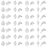 UNICRAFTALE 40 Pcs 4 Styles Stainless Steel Stud Earring Findings Leaf Stud Earrings with Loops and Earring Backs Ear Studs Earring Posts for Women DIY Earrings Craft Making Supplies