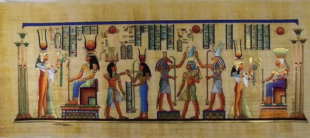 Paintings - 100% Authentic Egyptian Original Hand Painted Painting Papyrus Paper Pharaoh Ancient 32