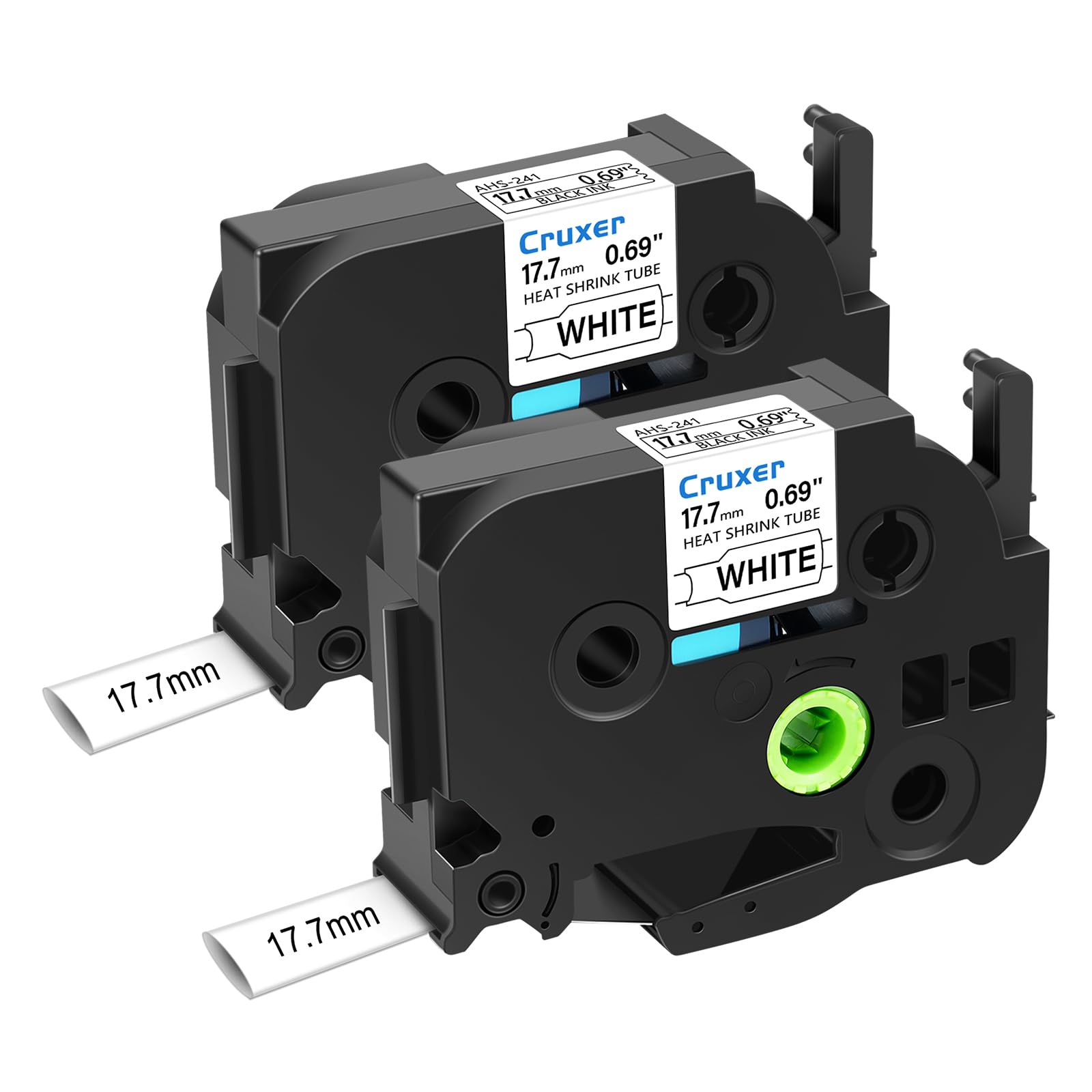 Cruxer 2 Pack Replacement for Brother HSe-241 17.7mm Heat Shrink Tube Black on White HSE241 HS241 Heat Shrink Label Tape for P-Touch PT-300 E550W E500 H500 7600 D600 P710BT P750W Labels Maker — image 1