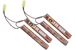Lancer Tactical Nimh Airsoft Battery Compatible with Lancer AEG Airsoft,Pack of 2 (9.6V, 1600 mAh Nunchuck)