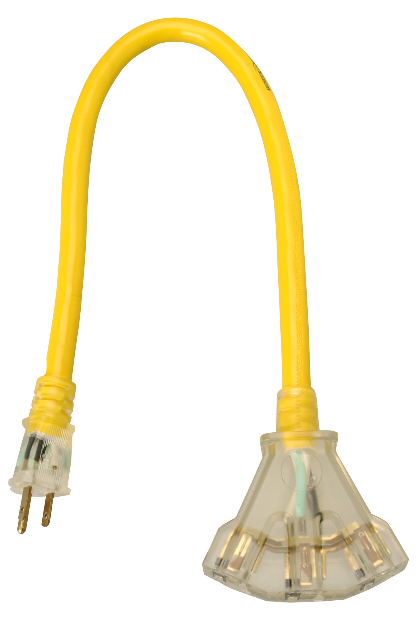Yellow Jacket Extension Cord With 3Outlet Lighted Power Block (2 Feet