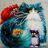 DIY Square Diamond Painting Cat 5D DIY DP Embroidery Mosaic Animal Cross Stitch Home Decor Needlework Paint-by-Number Kits 12X12 inch (Cat)