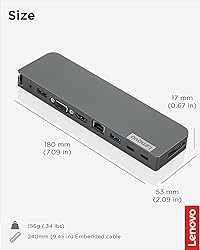 Lenovo USB-C Mini Dock, 7-in-1 Portable Dock with