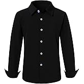 RAISEVERN Boys Long Sleeve Button Down Dress Shirt Casual Uniform for 7-16 Years