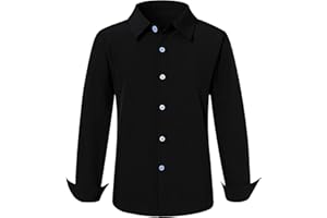 RAISEVERN Boys Long Sleeve Button Down Dress Shirt Casual Uniform for 7-16 Years