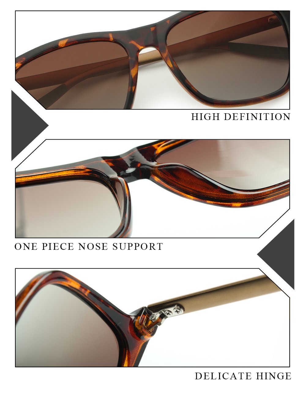 PROSHADE Classic Polarized Wayfarer Sunglasses Square for Men Women 55mm Driving Metal Arms Tortoise Frame Brown Lens (Brown & Brown)