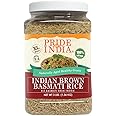 Pride Of India - Extra Long Brown Basmati Rice - Naturally Aged Healthy Grain, 3 lbs Jar