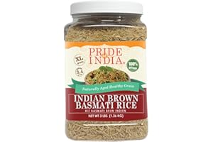 Pride Of India - Extra Long Brown Basmati Rice - Naturally Aged Healthy Grain, 3 lbs Jar