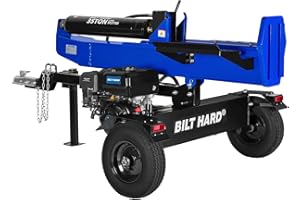 BILT HARD 35-Ton Horizontal/Vertical Gas Powered Hydraulic Full Beam Log Splitter with 301cc OHV Engine, 2" Ball Coupler, 16" DOT Tires, 2 Stage Gear Pump, Firewood Splitting Wood Machine, Auto Return