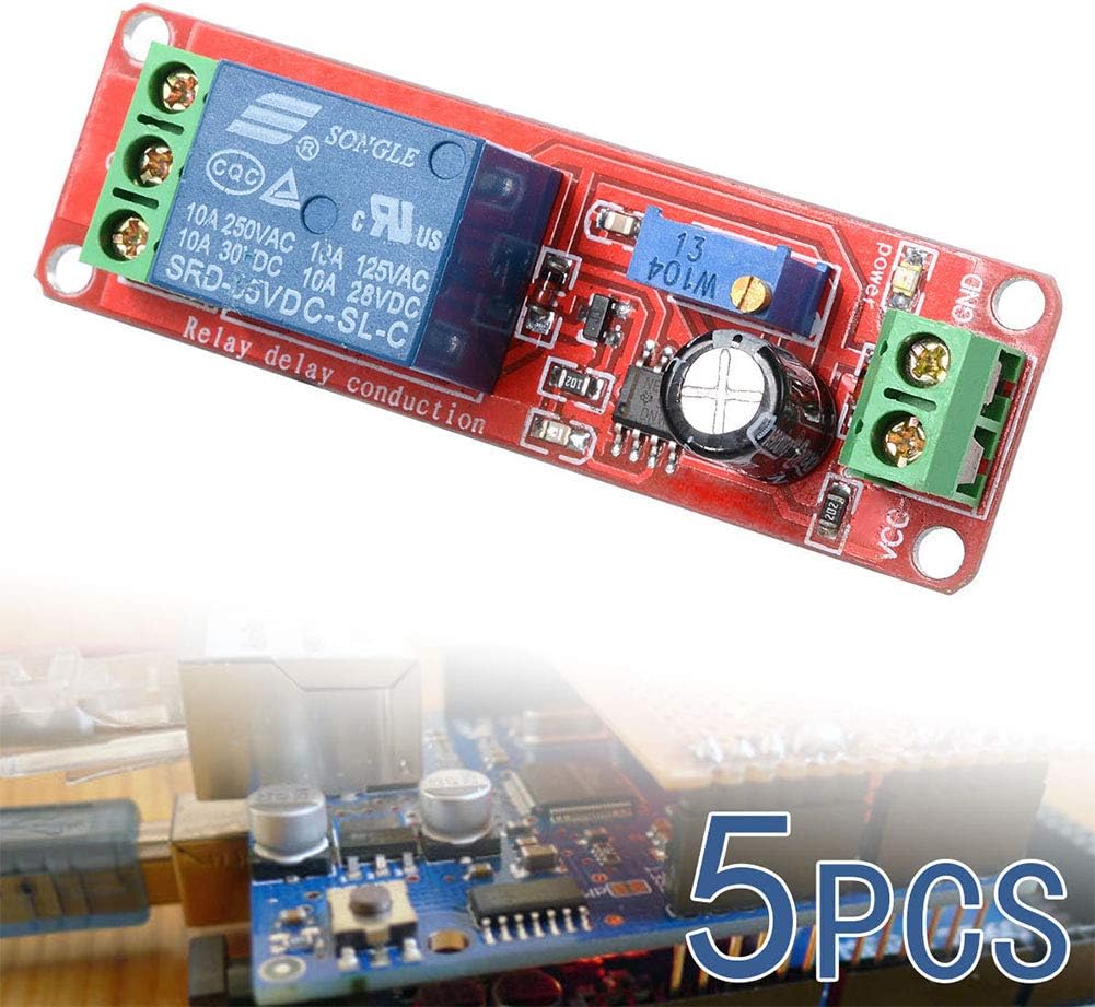 Redcolourful 5PCS DC 12V Delay Timer Switching Adjustable Module 0-10 Seconds 555 2200W