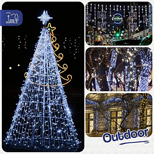 Christmas String Lights Solar Powered 33 Ft 100 LED 8 Modes Twinkle Lighting Fairy Light Outdoor Waterproof Tree Lamp for Party Garden Decor(White, 1)